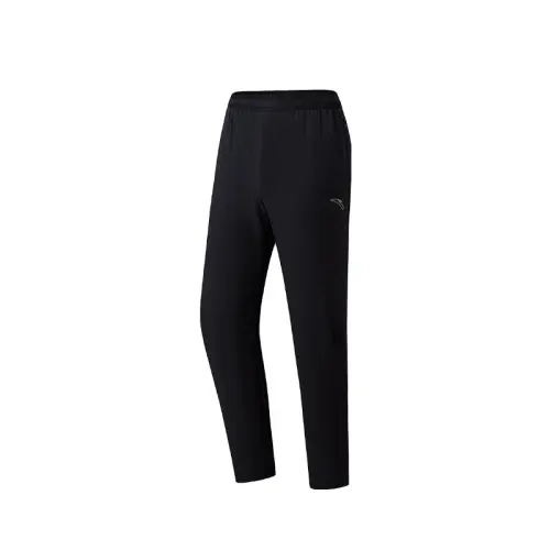 ANTA Knitted Sweatpants Men's Black Moderate Straight Fit Pants