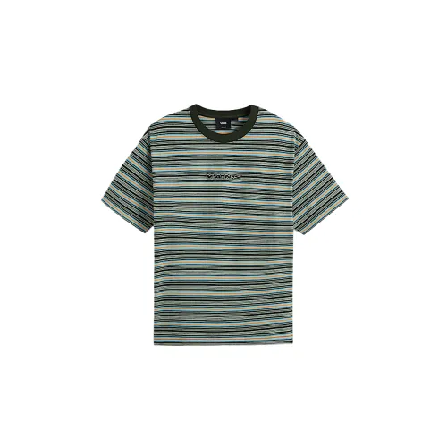 Vans Stripe T Shirts Men's Green Crew Neck Moderate Straight Fit