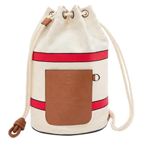 LOEWE Sailor Cotton Canvas Bucket Bag, Shoulder Bag Unisex Ecru