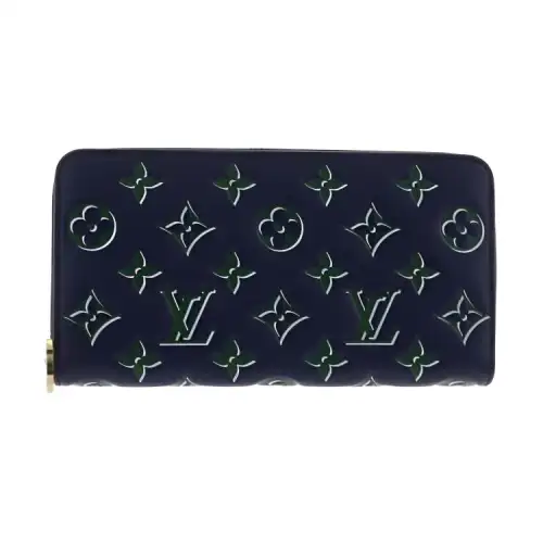 LOUIS VUITTON Zippy Lambskin Wallet Women's Blue