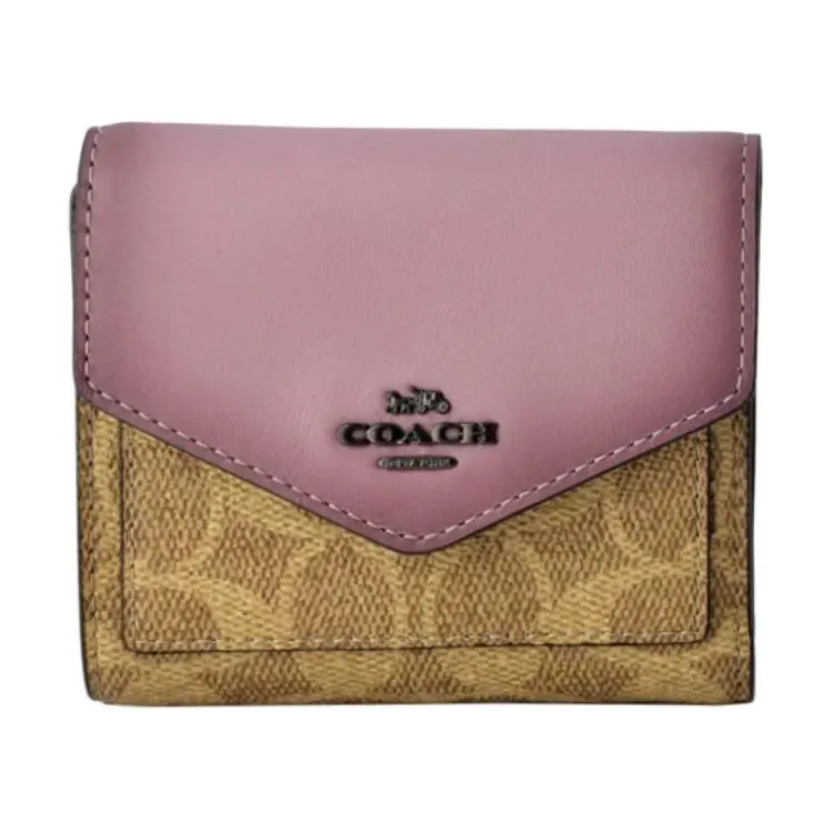 COACH Wallet Canvas Handheld Envelope Wallets Small Women's Purple & Brown Monogram