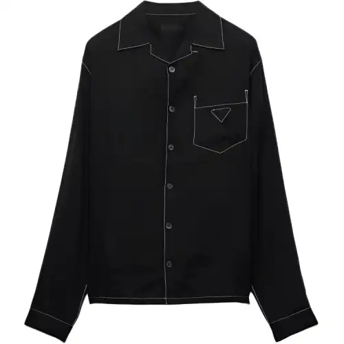 PRADA Shirts Men's Black Lapel Moderate