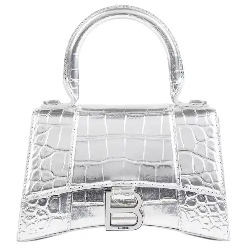 Balenciaga Hourglass Calfskin Shoulder Bag, Crossbody Bag, Handbag Mini Women's Silver