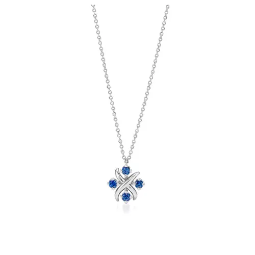 TIFFANY & CO. Tiffany Schlumberger Series Inlaid Round Necklace Women's Silver
