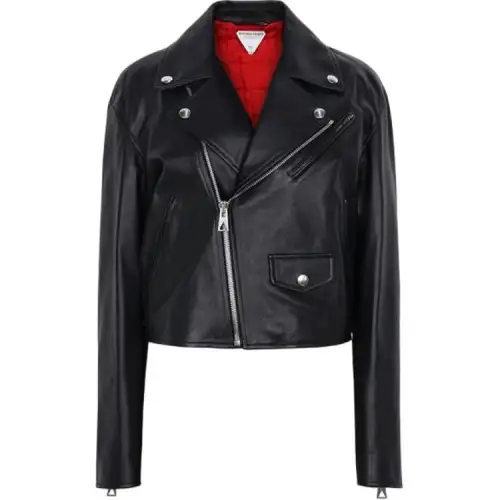 Bottega Veneta FW22 Leather Jacket Women's Black