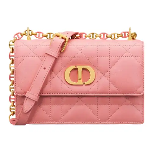DIOR Caro Sheepskin Crossbody Bag, Shoulder Bag Mini Women's Light Pink