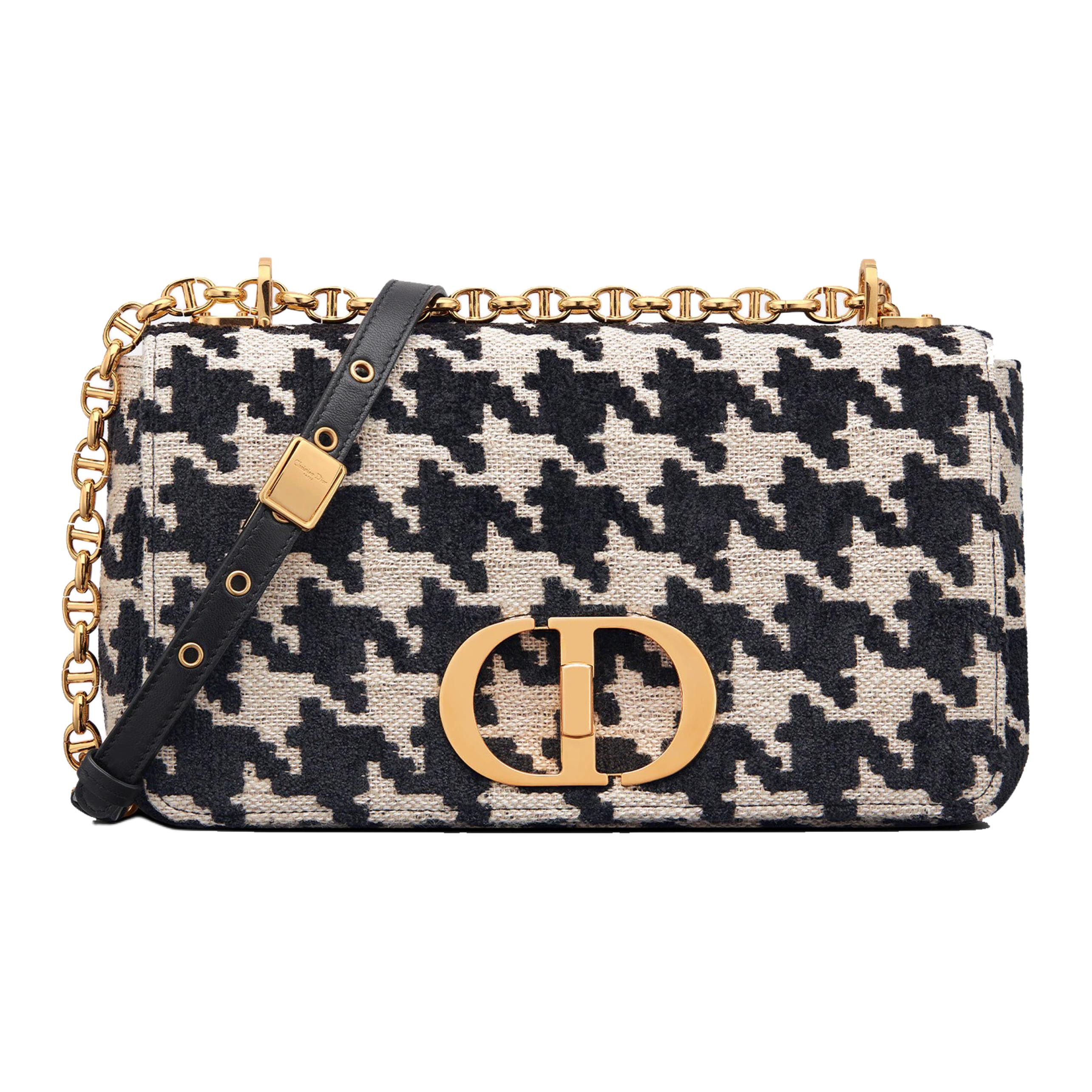 DIOR Caro Series Technology Canvas One Shoulder Handbag Women's Black & White