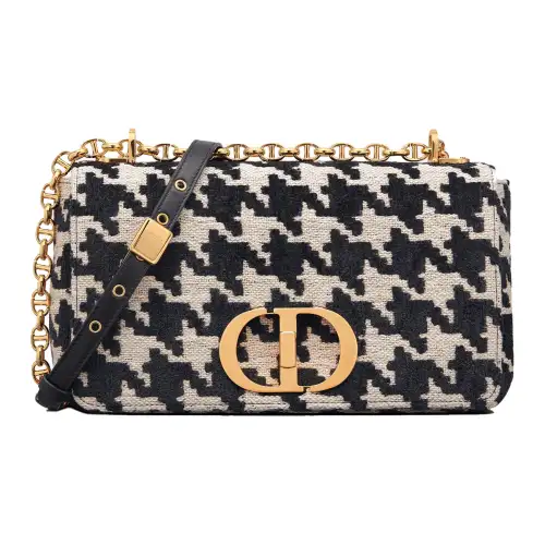 DIOR Caro Series Technology Canvas One Shoulder Handbag Women's Black & White