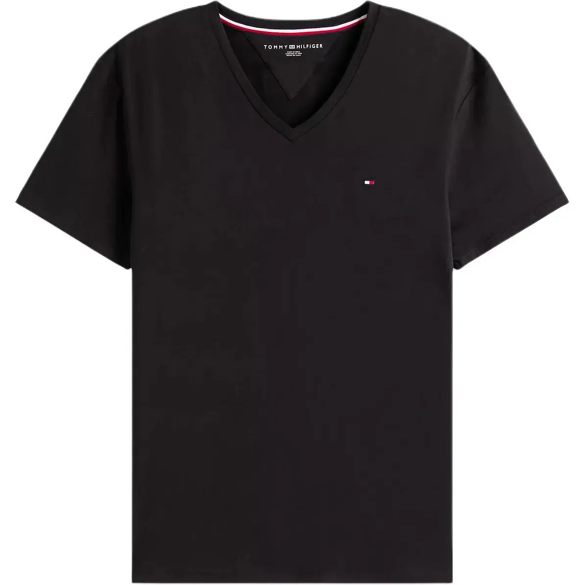Tommy Hilfiger T-Shirts Men's Black V-neck Moderate