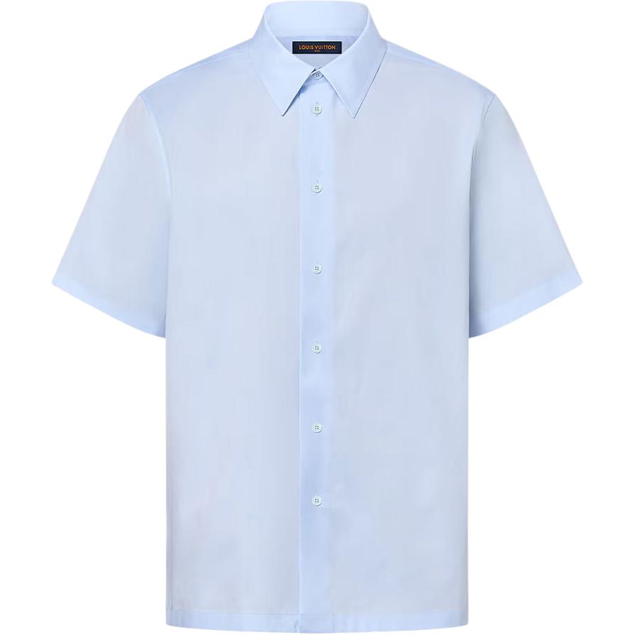 Lv 1AGKX4 Short Sleeved Lv Blason Cotton Printed Oxford Shirt