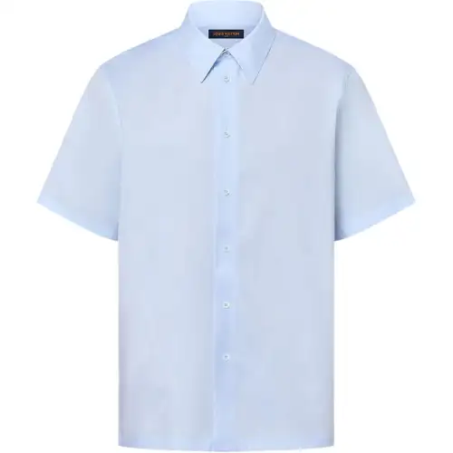 Lv 1AGKX4 Short Sleeved Lv Blason Cotton Printed Oxford Shirt
