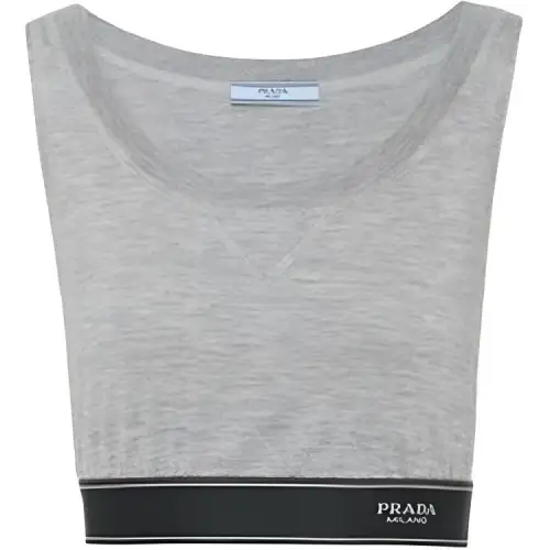 PRADA Tank Tops Women's Gray Crew Neck Moderate Other