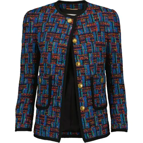 SAINT LAURENT FW21 Cropped Coat Women's Blue