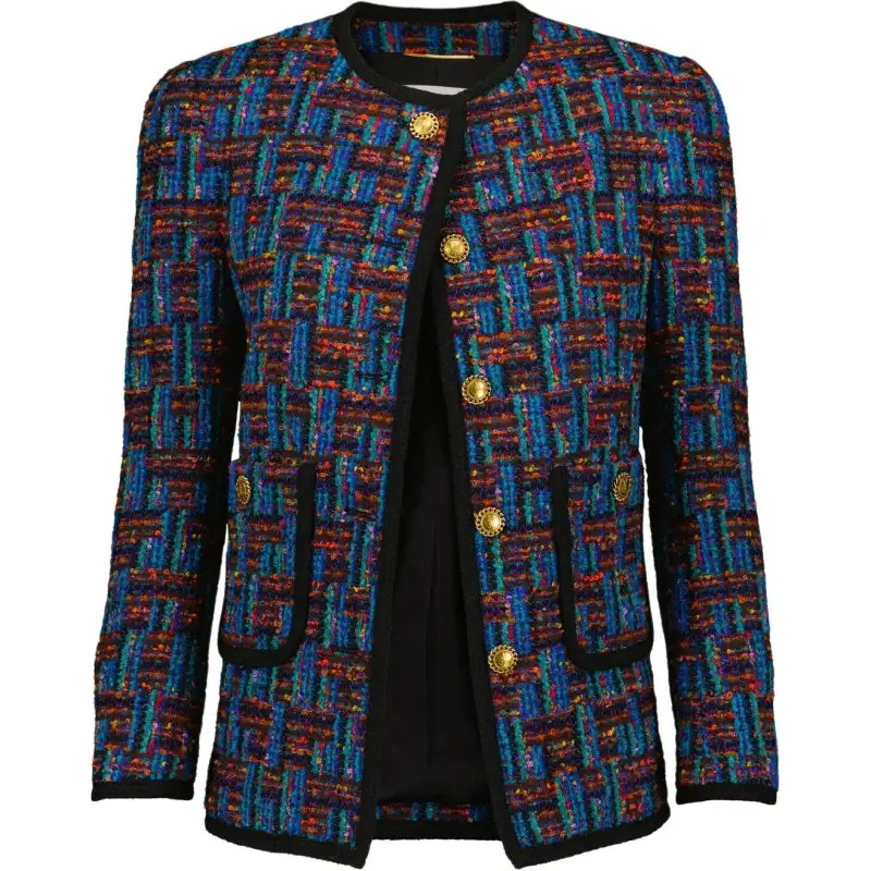 SAINT LAURENT FW21 Cropped Coat Women's Blue