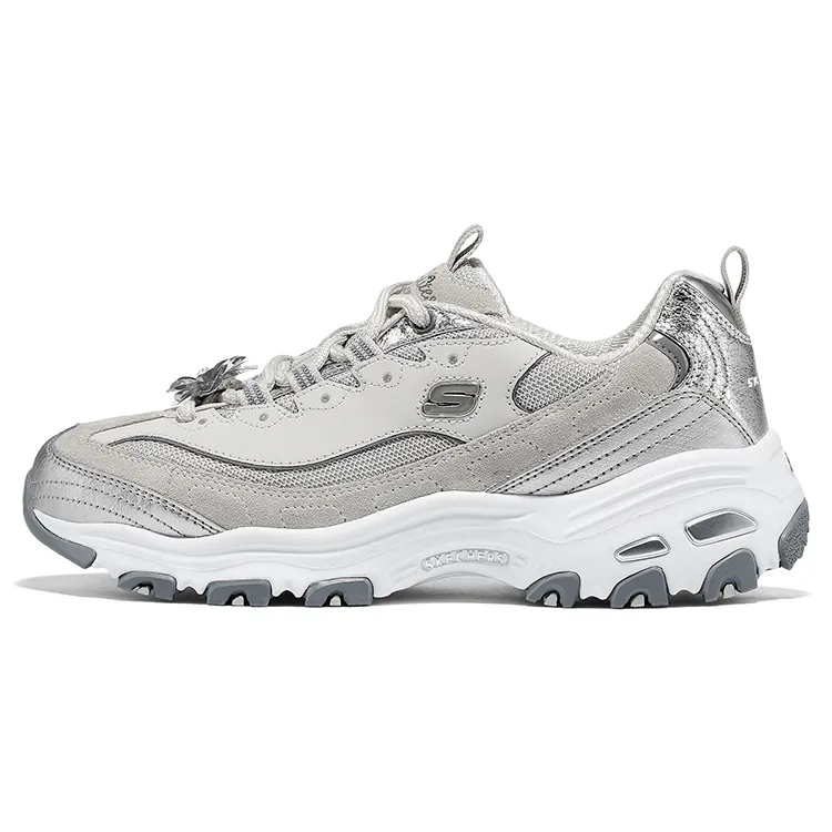 Skechers D'Lites 1.0 Cushioning, Wear Resistant Low top Chunky Sneakers Women's Silver Gold