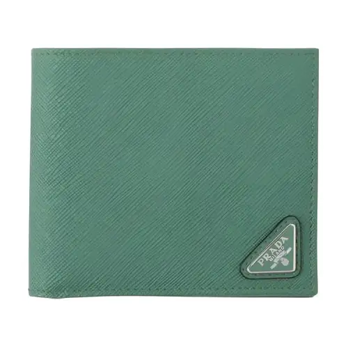 PRADA Saffiano Leather Wallet Men's Gray Green