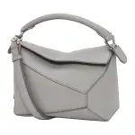 LOEWE Puzzle Soft Grain Cow Leather Shoulder Bag, Crossbody Bag, Handbag Small Women's Pearl Gray