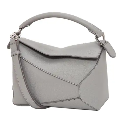 LOEWE Puzzle Soft Grain Cow Leather Shoulder Bag, Crossbody Bag, Handbag Small Women's Pearl Gray
