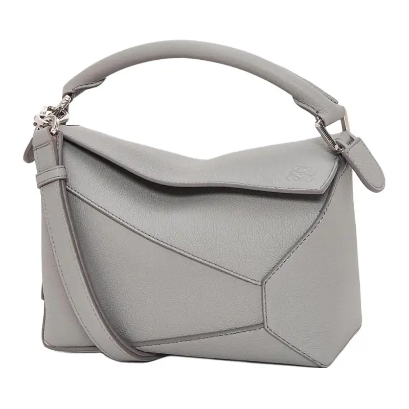 LOEWE Puzzle Soft Grain Cow Leather Shoulder Bag, Crossbody Bag, Handbag Small Women's Pearl Gray