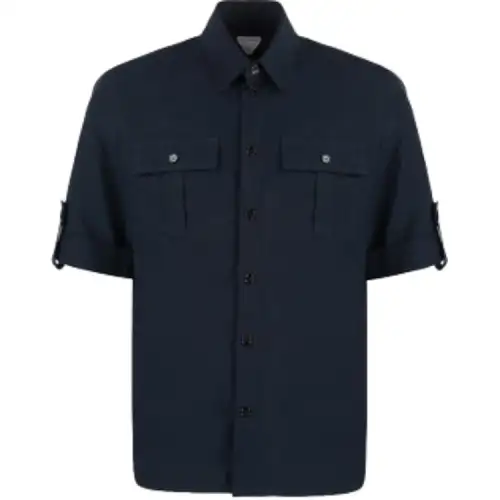 Bottega Veneta Shirts Men's Dark Blue Pointed Collar Moderate Other