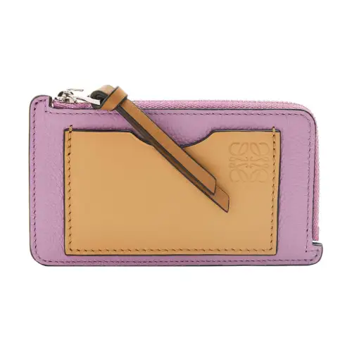 LOEWE Soft Grain Calfskin Card Holder Women's Pink/Brown