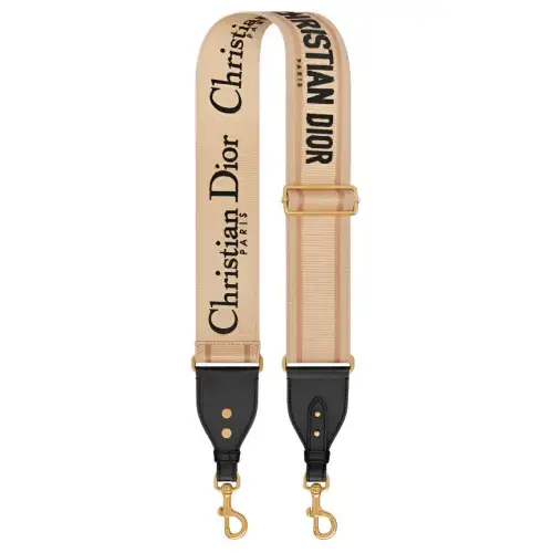 DIOR Calfskin Bag Strap Women's Beige & Black
