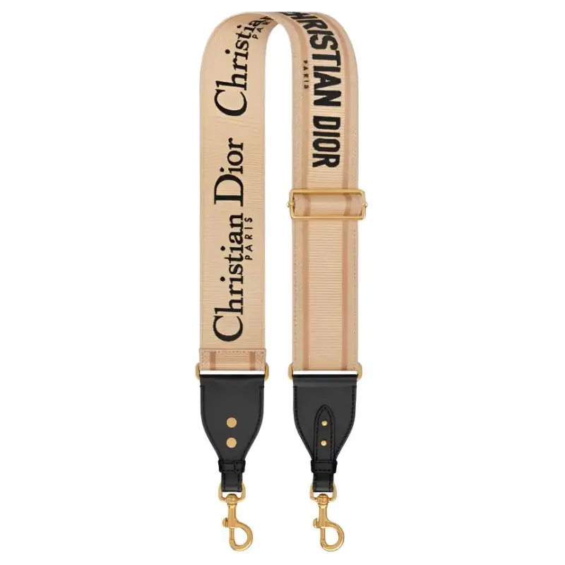 DIOR Calfskin Bag Strap Women's Beige & Black