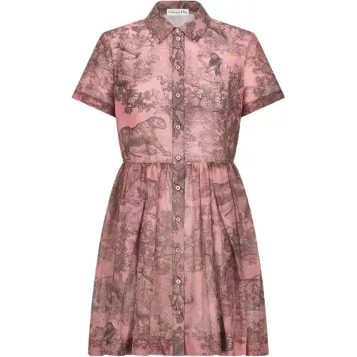 DIOR Short Sleeved Dress Women's Pink