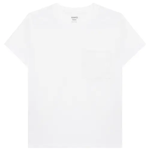 HERMES T Shirts Women's White Crew Neck Moderate Straight Fit