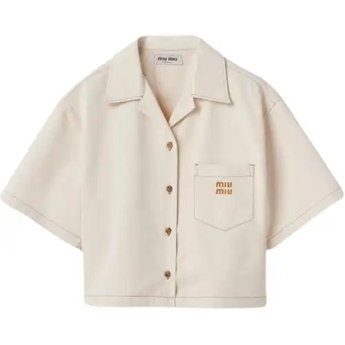 Miu Miu logo-embroidered denim shirt