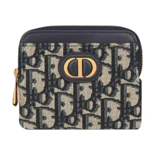 DIOR 30 Montaigne Jacquard Fabric Wallet Women's Blue