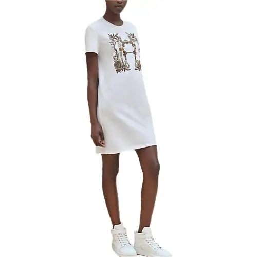 HERMES Short Sleeved Dress Women's White