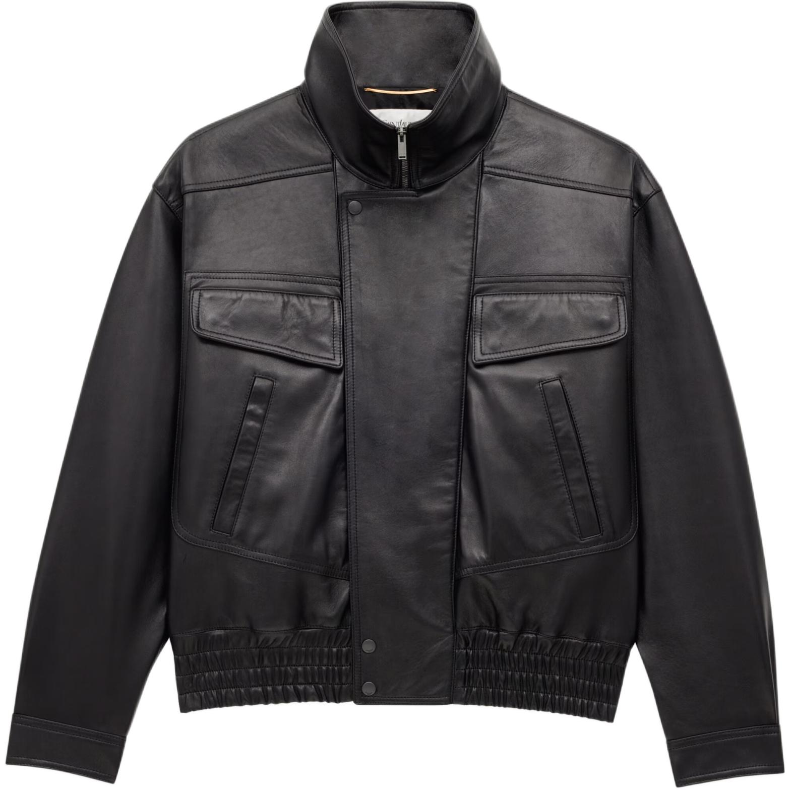 Saint Laurent high-neck pocket leather jacket