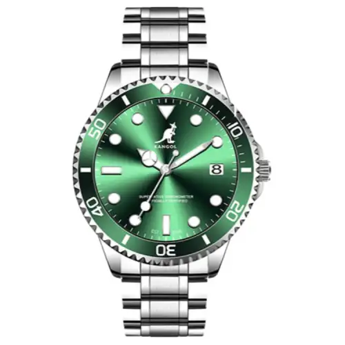 KANGOL Kangaroo Diver Collection Quartz Movement Stainless Steel Watchband Watch Men's Watches Green Dial