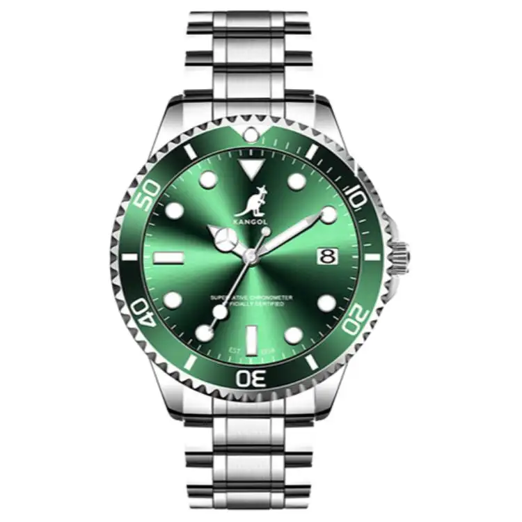 KANGOL Kangaroo Diver Collection Quartz Movement Stainless Steel Watchband Watch Men's Watches Green Dial