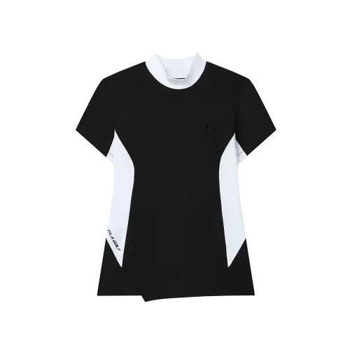 FILA Golf Shirts Women's Pitch Black Stand Collar