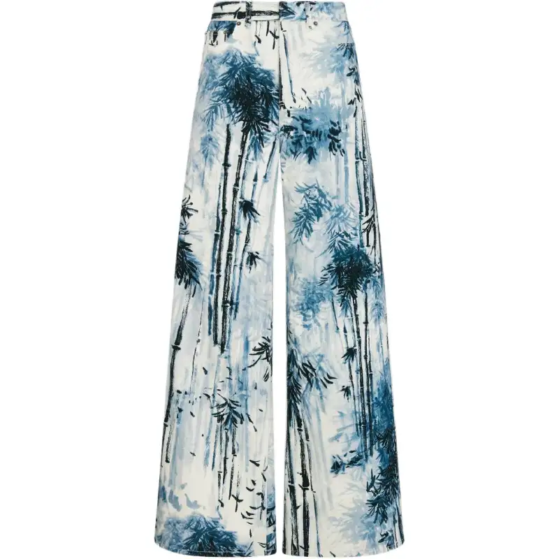 DIOR Jeans Women's Blue With White Lettering Moderate Flared Pants
