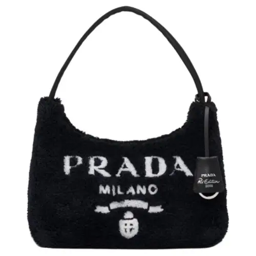 PRADA Re Edition Terry Fabric Shoulder Bag, Handbag, Shoulder Bag Mini Women's Black