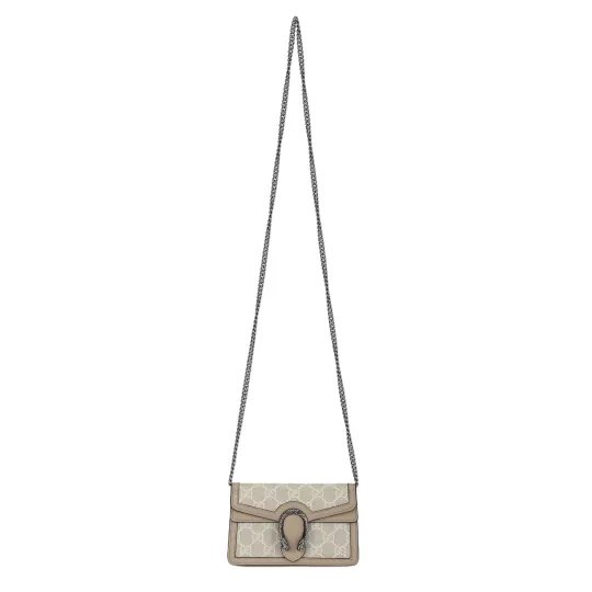 GUCCI Dionysus Canvas With Leather Chain Bag, Crossbody Bag, Shoulder Bag Extra Mini Women's Beige/White