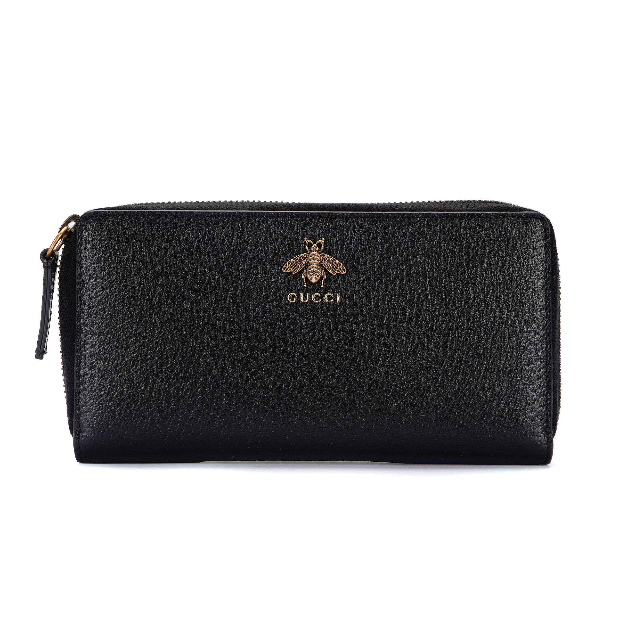 GUCCI Animalier Leather Wallet Unisex Black