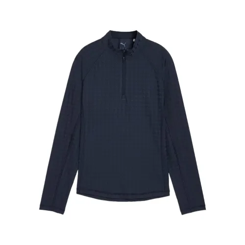 PUMA Houndstooth Shirts Women's Blue Stand Collar Moderate Other