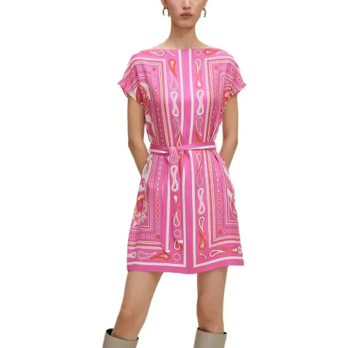HERMES Short Sleeved Dress Fitted Women's