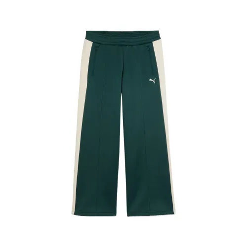 PUMA T7 Casual Pants Women's Green Moderate Straight Fit Pants