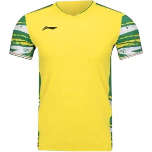 Li Ning T Shirts Women's Radiant Yellow V Neck Moderate Straight Fit
