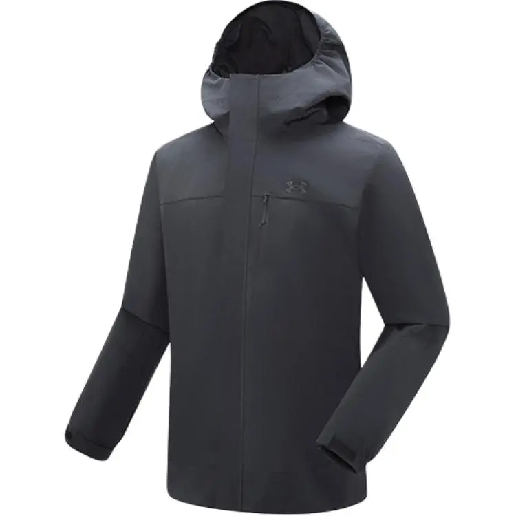 Under Armour Jackets Men's Twilight Black Hooded Moderate Wind Shell