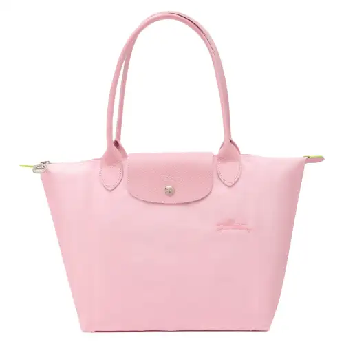 LONGCHAMP Le Pliage Green Cow Leather Tote Bag, Shopping Bag, Handbag, Shoulder Bag Medium Women's Pink