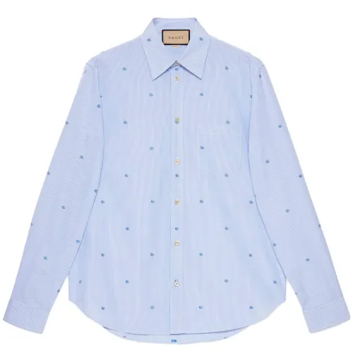 striped logo-embroidered cotton shirt