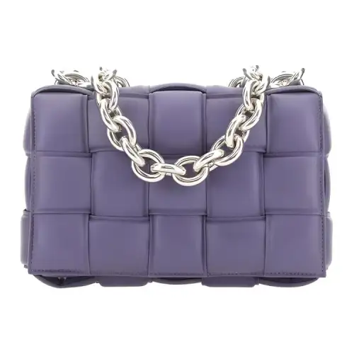 Bottega Veneta Chain Cassette Sheepskin One Shoulder Handbag Women's Purple