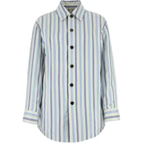 Bottega Veneta Silk Padded Jacket Shirt Women's Blue