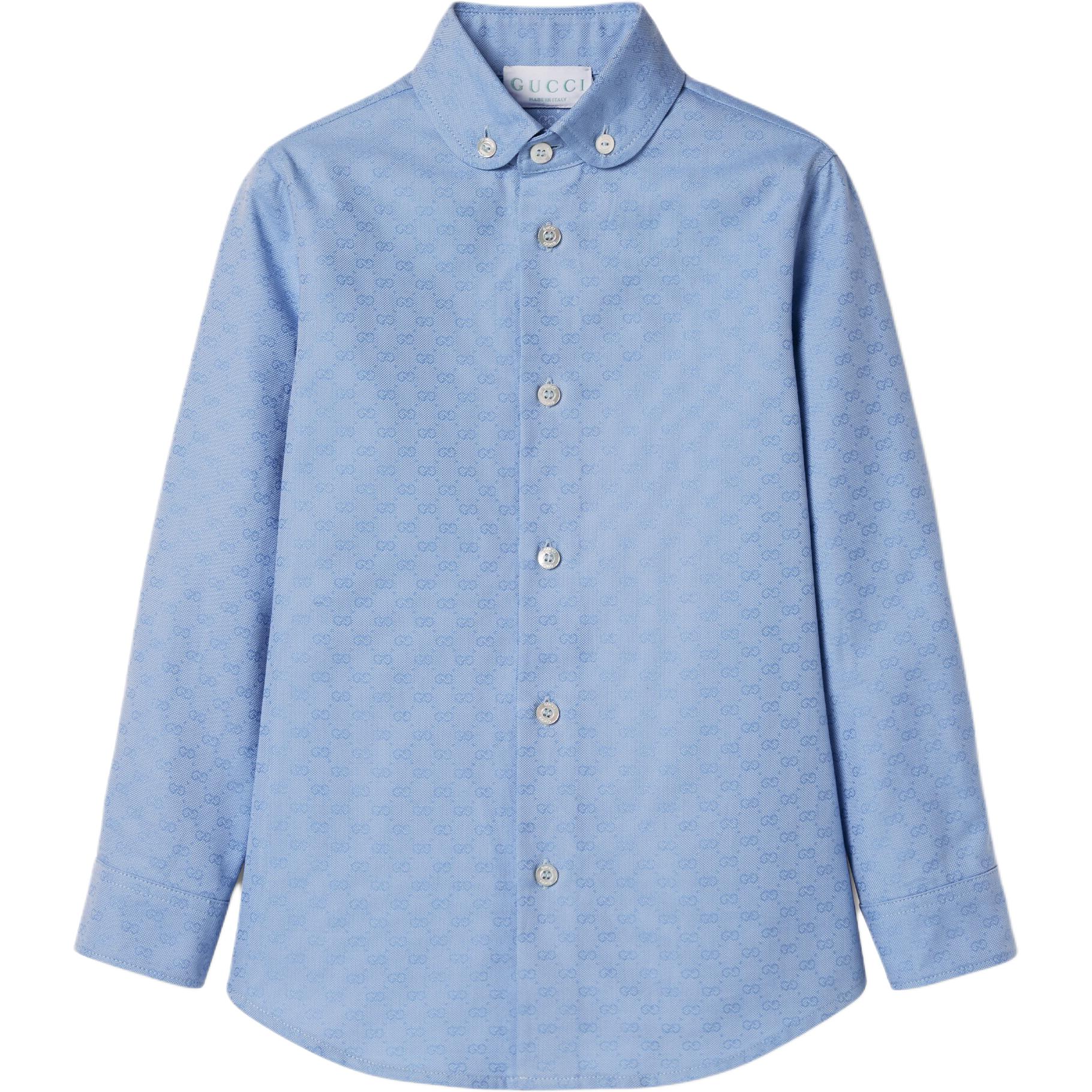 Мужская рубашка Gucci Double G Jacquard (светло-голубая)